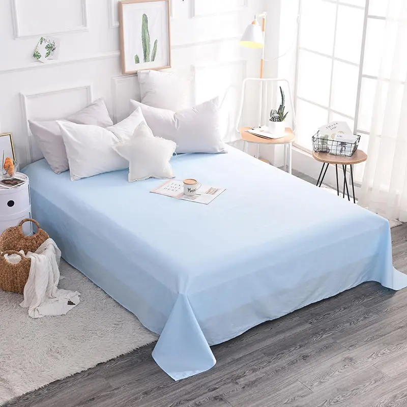 satin100Cotton1piecebedsheetSolidpureflatsheetbeddingblack