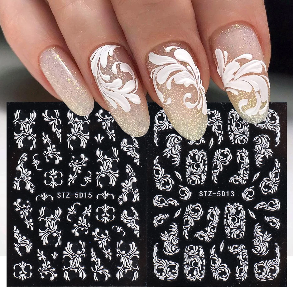Summer Sparkle: Glitter Vines White Tips