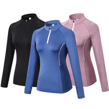 Женские спортивные куртки с длинным рукавом и отверстием для большого пальца, рубашки для йоги, куртки на молнии, спортивные куртки для бега, фитнеса, йоги, тренировок, бега