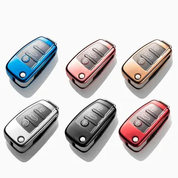 

Luxury New Hard TPU Car Key Case Full Cover For Audi A1 A3 A4 A5 Q7 A6 C5 C6 Auto Styling Shell Keychain Protector Accessories