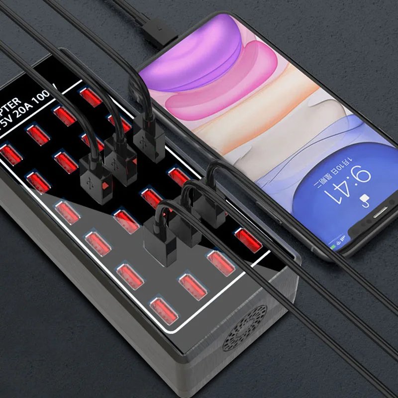 24 Ports 100W 20 A USB Charging Station Desktop Multiple USB Rapid