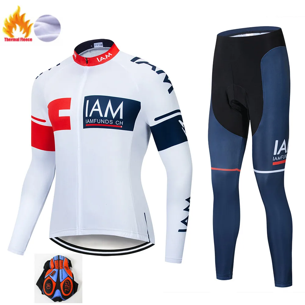 IAM Pro Team Зимняя велосипедная Одежда дышащая Ropa Ciclismo с длинным рукавом MTB велосипедная одежда спортивная одежда для улицы - Цвет: Winter suit