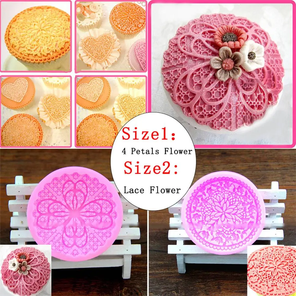 Silicone Lace Flower Flora Cupcake Fondant Cake Mould Decor Bakeware Cake Molds