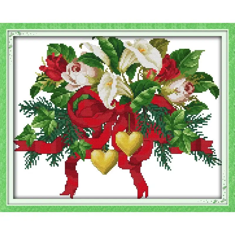 Joy Sunday Cross Stitch Christmas Bouquets Canvas Printed DMC Needlework Kit Home Decoration Send Gift | Дом и сад