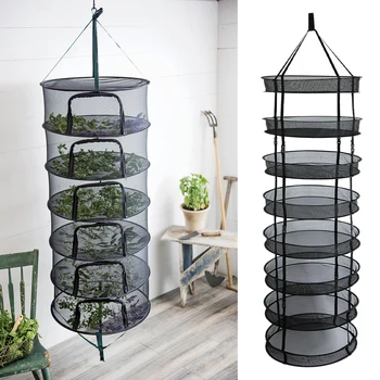 

Planting Flowers Herb Drying Rack Outdoor Garden Clip-on Practical Home Multi Layer Mesh Hanging Basket Folding Durable