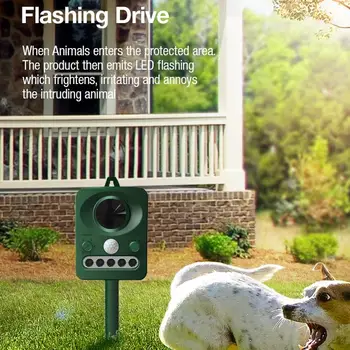 

0.5W Ultrasonic Cat Repeller Ultrasonic Dog Repeller Solar Power Bird Repeller Infrared Detector Insect Yard Announciator
