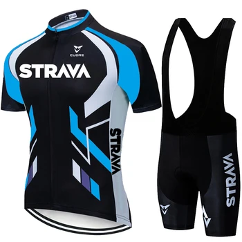 2021 Team STRAVA Cycling Jerseys Bike Wear clothes bib gel Sets Clothing Ropa Ciclismo uniformes