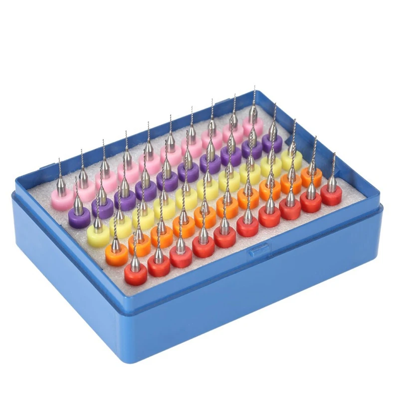

50 Pcs Mini Drill Bit In Protective Box, Pcb Bit Bit Set 0.5 + 0.6 + 0.7 + 0.8 + 0.9Mm Twist Drill For Pcb Engraving Tools