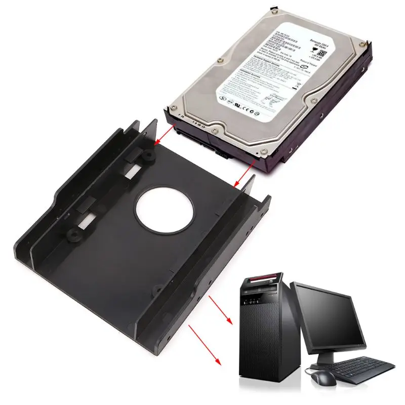 2 5 to 3 5 Hard Drive Adapter HDD SSD Converter Mounting Bracket Plastic Holder Storage 2