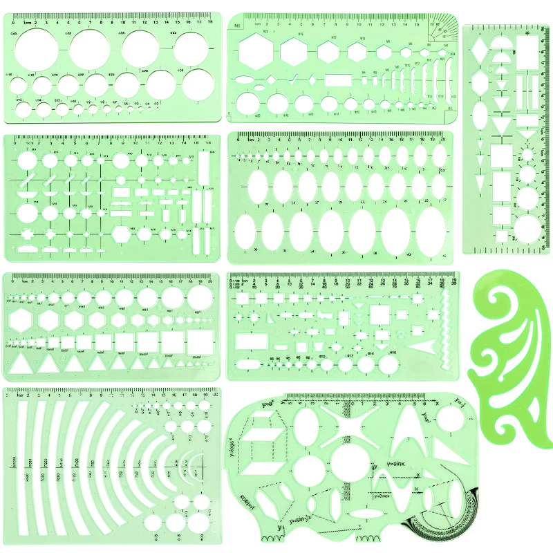 

IMZAY 1 Pcs Templates Measuring Rulers Geometric Plastic Measuring Templates Tools Office School Drawing Ruler