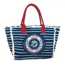 Лоис модель Malibu пляжная сумка с длинными ручками Печать Холст Полосатый матросский шоппер Tote 601005