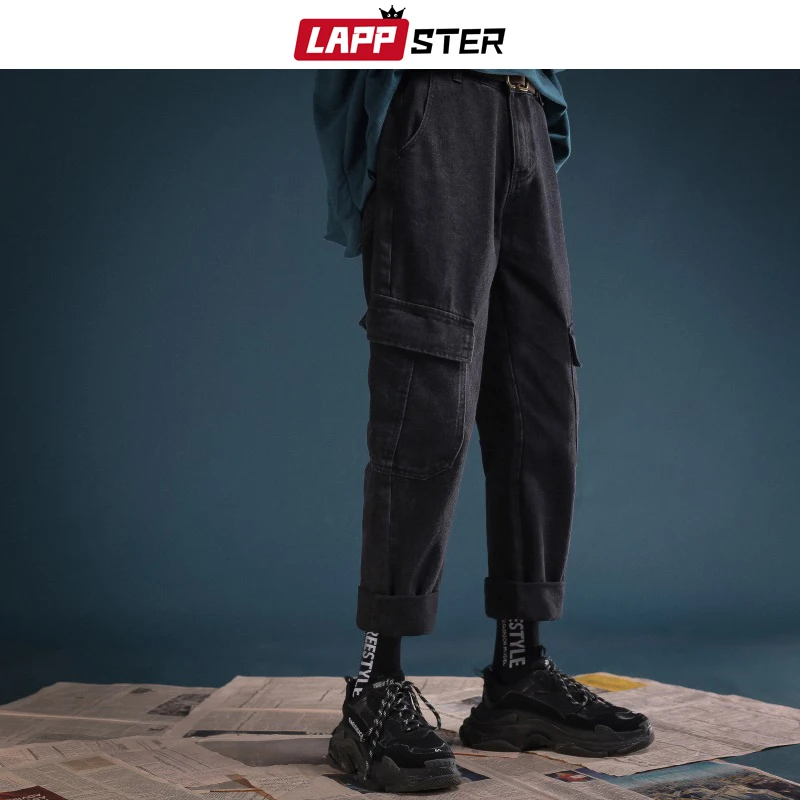 LAPPSTER мужские уличные винтажные синие джинсы 2020 джинсовые брюки модные корейские