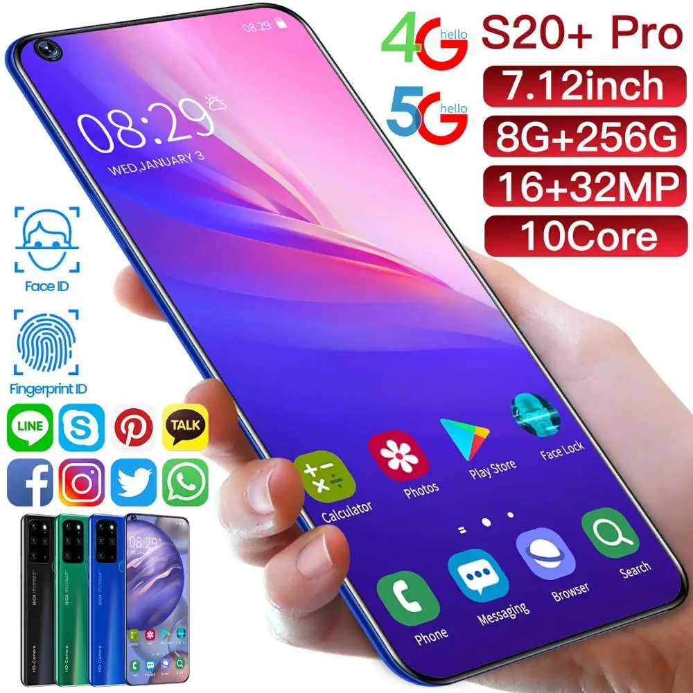 Galay S20+ Smartphone 7.5inch 8GB RAM 256GB ROM Snapdragon 855 Android Cellphone Dual SIM Mobile Phone Cell Smart Phones S20 Galay S20+ Smartphone 7.5inch 8GB RAM 256GB ROM Snapdragon 855 Android Cellphone Dual SIM Mobile Phone Cell Smart Phones S20