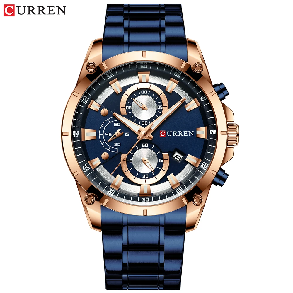 

CURREN Creative Design Watches Men Luxury Quartz Wristwatch with Stainless Steel Chronograph Sport Watch Male Clock Relojes