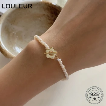 

Louleur 925 Sterling Silver Flower Pearl Bracelet High Quality Elegant Gold Bead Chain Bracelets for Women Fashion Fine Jewelry