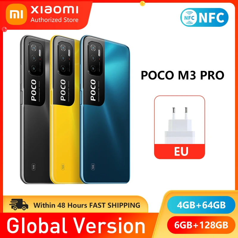 Смартфон глобальная версия POCO M3 Pro NFC 4 ГБ 64 ГБ/6 128 6 5 дюйма 90 Гц FHD сенсорный дисплей