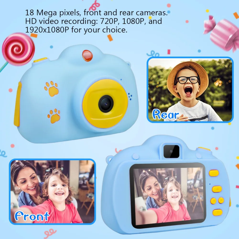 18MP HD Kids Digital Camera Multifunction Mini HD Camcorder Photo Video Camera With 32G Card 2.4 Inches Screen Toys For Kids (4)