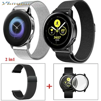 

20mm Band for Samsung Galaxy Watch Active Band WatchBand Milanese Loop Strap with Full Cover Screen Case