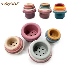 TYRY.HU – blocs de construction en Silicone, 7 pièces, tasse pliante, anneau de dentition, Jenga souple, gobelets empilés, jeu éducatif 3D, sans BPA 