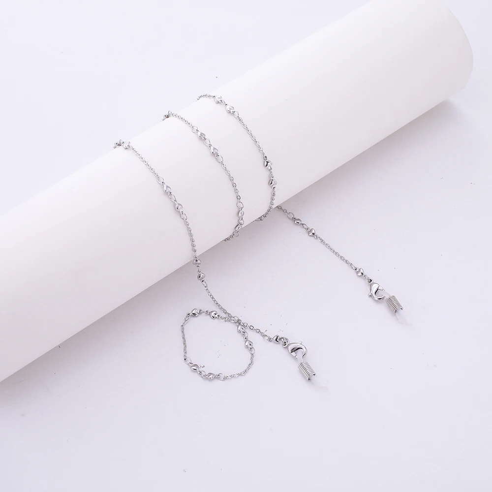 Silver-White EUEAVAN 10 шт. сердце цепочка для солнцезащитных очков шнур розовое золото серебро для женщин шнурок для очков держатель для очков шейный ремень веревка - Цвет: Silver-White