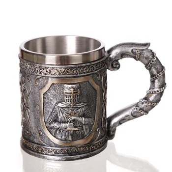 

Knight Creative Bar Beer Cup Stainless Steel Skull Water Cup Saint Knight Stainless Steel Cup