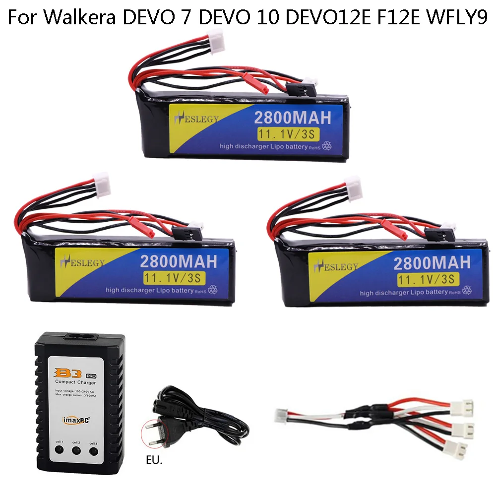 Обновленный 11 1 В 2800 мАч 3S LiPo аккумулятор с зарядным устройством для Walkera DEVO 7 10 DEVO12E