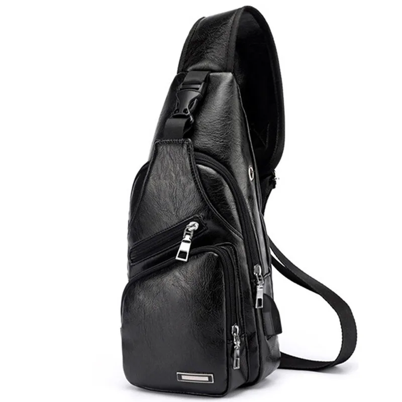 

2020 Men's USB Charging Bag Men's Chest Bag for Custom PU PVC Shoulder Bag Diagonal Package Messenger Travel Bag Cross Body Bags