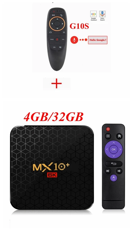 6K tv Box MX10 Plus Android 9,0 Allwinner H6 quad core 4G 32G 64G 5G Dual WiFi BT4.0 USB3.0 Поддержка 6K* 4K H.265 медиаплеер - Цвет: 4G 32G G10S voice