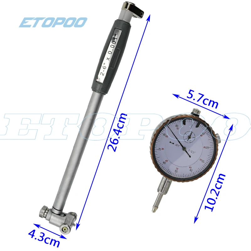 Dial Indicator Bore Gage 0.001" Gauge 2-6" 1.4-6 INCH Deep Engine Hole Cylinder Measurement Gage Cylinder 50-160mm 0.01mm gauge