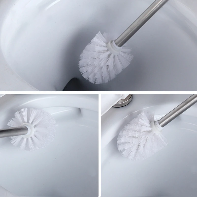 Stainless Steel Toilet Bowl Brush Bathroom Toilet Brush Holder With Base Set Home Cleaner Nickel S0309 bathroom accessories toilet brush set toilet brush holder