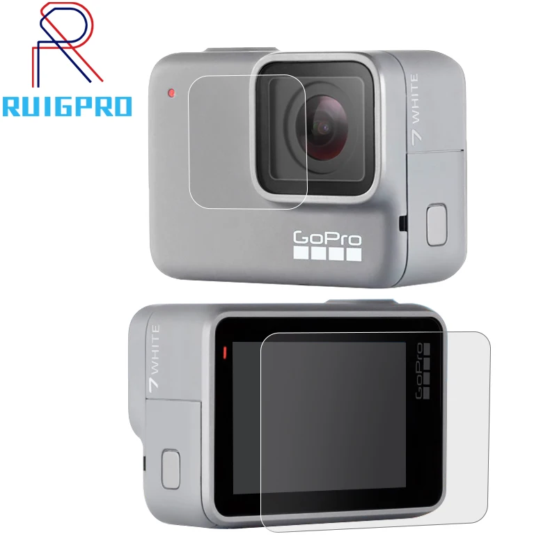 

1Pcs Plastic Glass Screen Protective Film + 1Pcs HD Lens Protector Film For GoPro Hero 7 White&Silver Sports camera Accessories