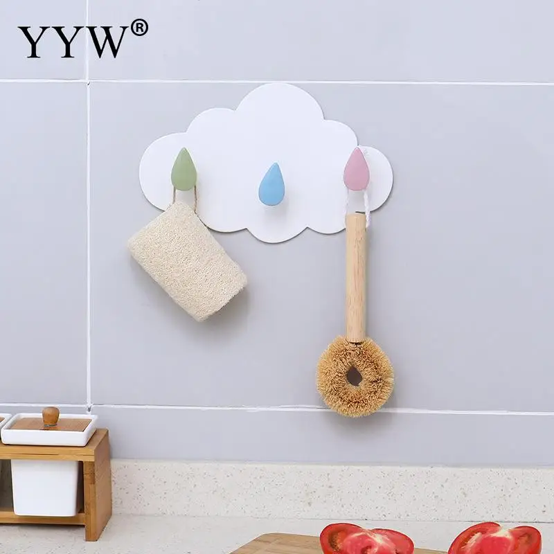 

New Cloud Shape Pp Wall Decorative Hooks Self-Adhesive Sticky Hook For Hanging Clothes Coat Hanger Key Holder Home Organizer