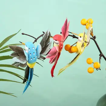 

12pcs Artificial Foam Birds Clip Craft Colorful/Pure White Feather Wedding Home Garden Shop Scenery Decorative Ornaments