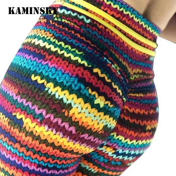 

Kaminsky Fashion Color 3D Printing Women Leggings Spring Polyester High Waist Long Trousers Original Knit Fitness Leggings