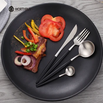 

Maiyuansu 4 Pcs/Set Western Portable Cutlery Set 304 Stainless Steel Tableware Knife Spoon Fork Dinnerware Kitchen Dinner Set