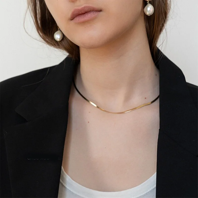 Vogue звездный стиль короткое лезвие змеиная кость 18K Золотые Цепи чокер ожерелья