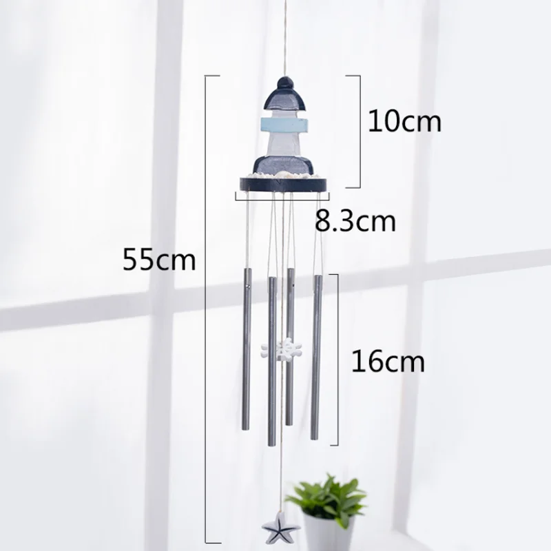 LUCKK Mediterranean Style Wood Wind Chime Fish/Ship/Starfish/Shell Creative Nordic Wedding Room Home Decor Marine Hanging Gifts