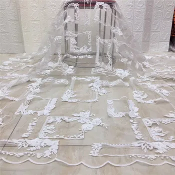 

Wholesale price beaded french lace fabric white 3D Flower African lace fabric pretty tulle laces for party /wedding Christmas