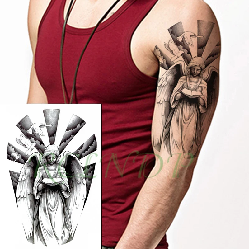 Waterproof Temporary Tattoo Sticker angel wings reading book flying bird Fake Tatto Flash Tatoo big tattoos for kid Women Men | Красота и