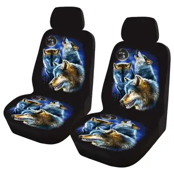 

Comfortable Car Seat Cover Polyester Wolf Printed Front Saddle Soft Interior Decoration Dustproof Anti Slip Accessories Blanket