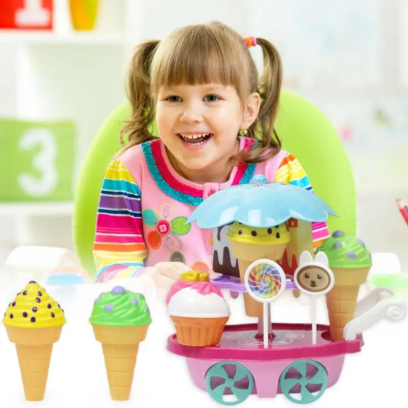 DIY Pretend Play Dessert Car Cake Shop Kitchen Ice Food Role Play Miniature Toy Girl Educational Toy Gift for kids