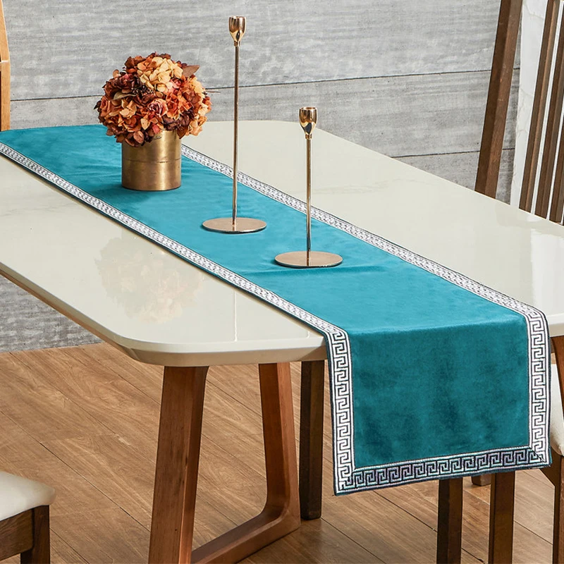 Camino de mesa moderno geométrico de lujo, camino de cama de tela rectangular suave, Decoración de mesa de comedor para fiesta de boda
