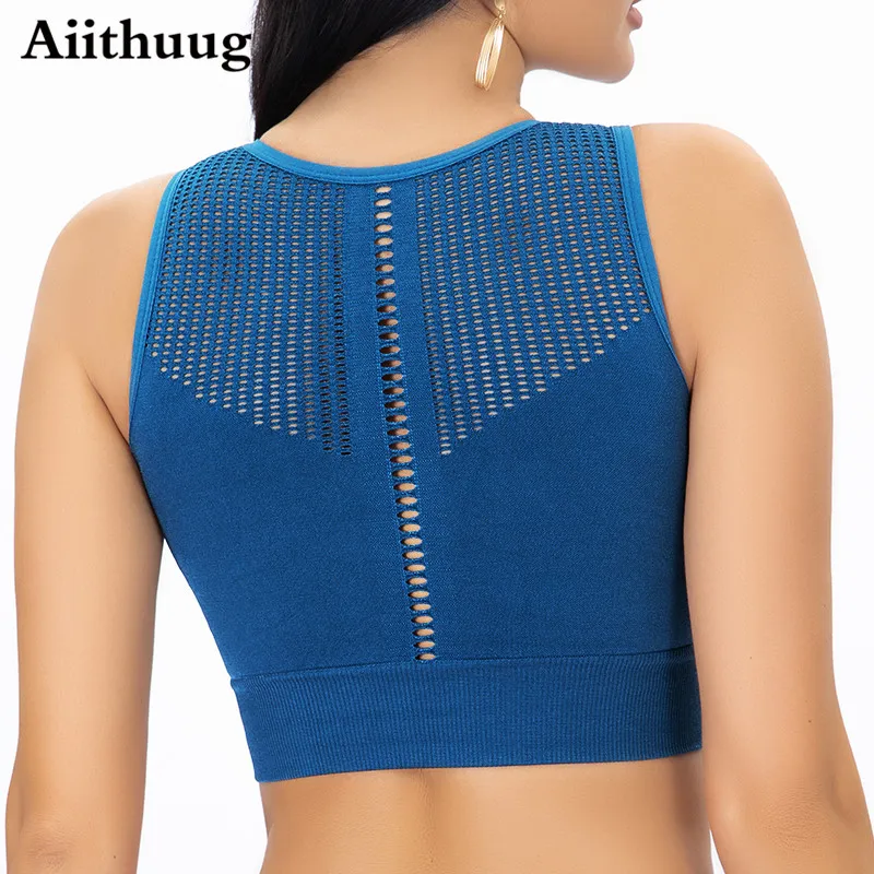 

Aiithuug Sports Bras for Women High Impact Criss Cross Racerback Wirefree Padded Hollow Out Strappy Workout Running Yoga Bras