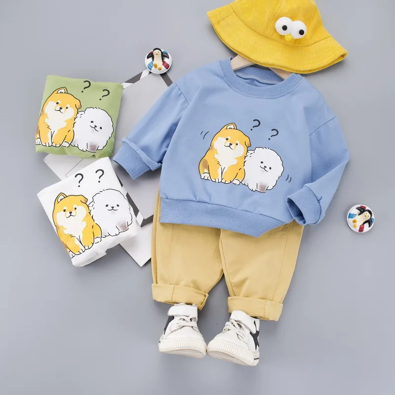 

CHILDREN'S Sweater Spring Fashion Puppy Cute Printed Shirt Casual Versatile Jeans Two-Piece Set