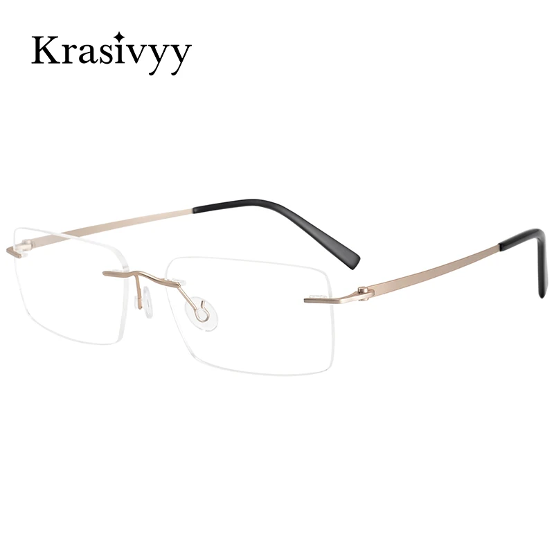 

Krasivyy Pure Titanium Glasses Frame Men Women Rimless Prescription Square Eyeglasses Frameless Screwless Myopia Optical Eyewear