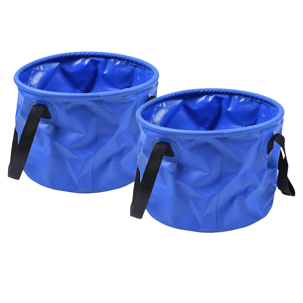 2pcs Folding Multifunctional Wash Basin Bucket Collapsible Buckets Fishing Pail Water Carrier Bag Outdoor Backpacking 30L