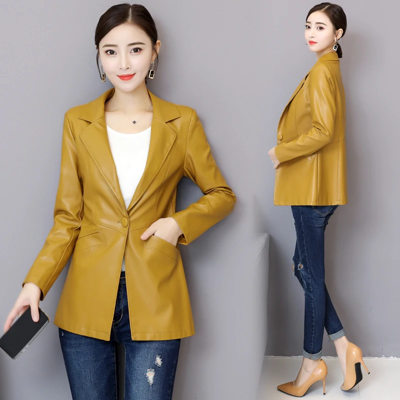 PU Leather Short Jacket Spring And Autumn Moto Biker Casual Fashion Plus Size Tops Of Women |