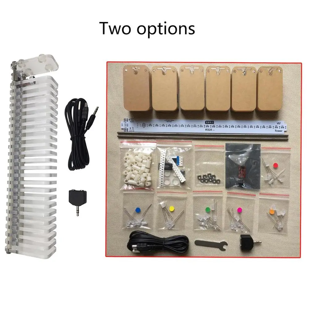 

KS25 Sound Control VU Meter Crystal Sound Column Audio Level Meter LED Music Spectrum DIY Kits VU Tower For Home Theater