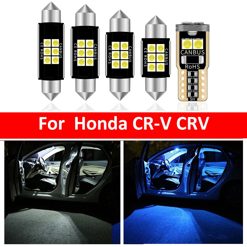 

8Pcs Car White Interior LED Light Bulbs Package Kit For Honda 2013-2017 CR-V CRV Map Dome Trunk Lamp Iceblue