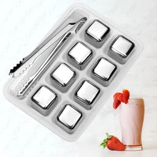 Ice-Cubes Drinks-Metal Reusable Tray Storage-Tube Tongs for Without Diluting And